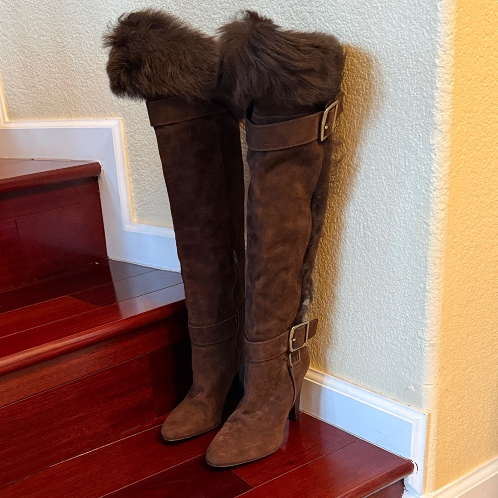 Coach Dark Brown Over the Knee Boots - Picture 3 of 5